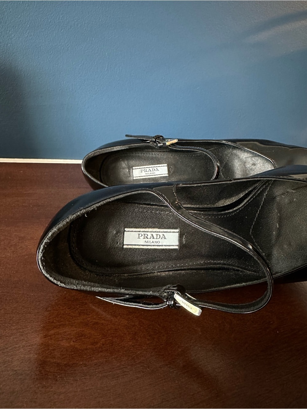 Prada Modellerie Black Spazzolato Leather Mary Jane Heels Size 39 - Picture 9 of 15